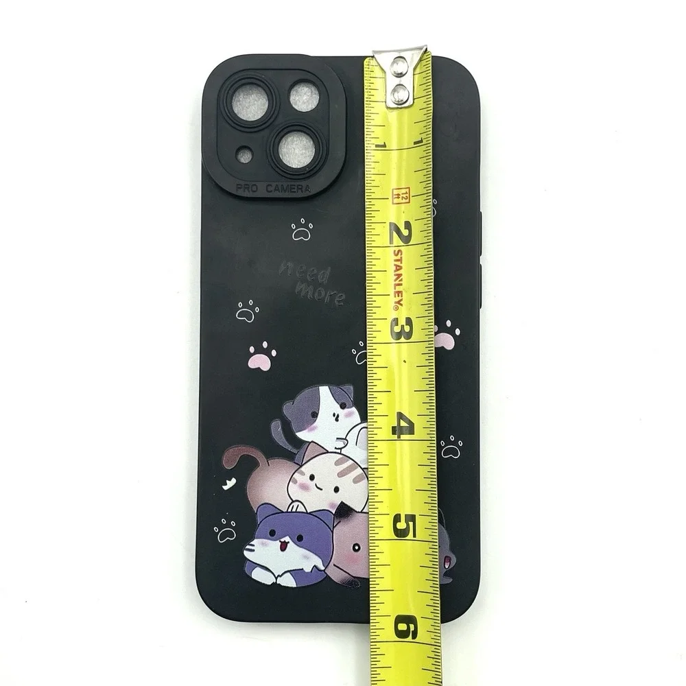 New iPhone 13 Cute Cat Stack Phone‎ Case Paw Print Kawaii Black